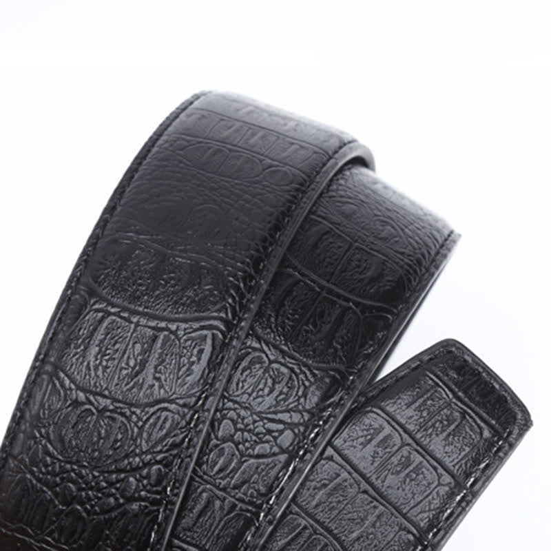 Cinturón de cuero con estampado de piel de cocodrilo de lujo para hombre