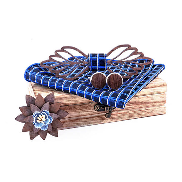 Juego de 4 pajaritas de madera con forma de hojas huecas para hombre