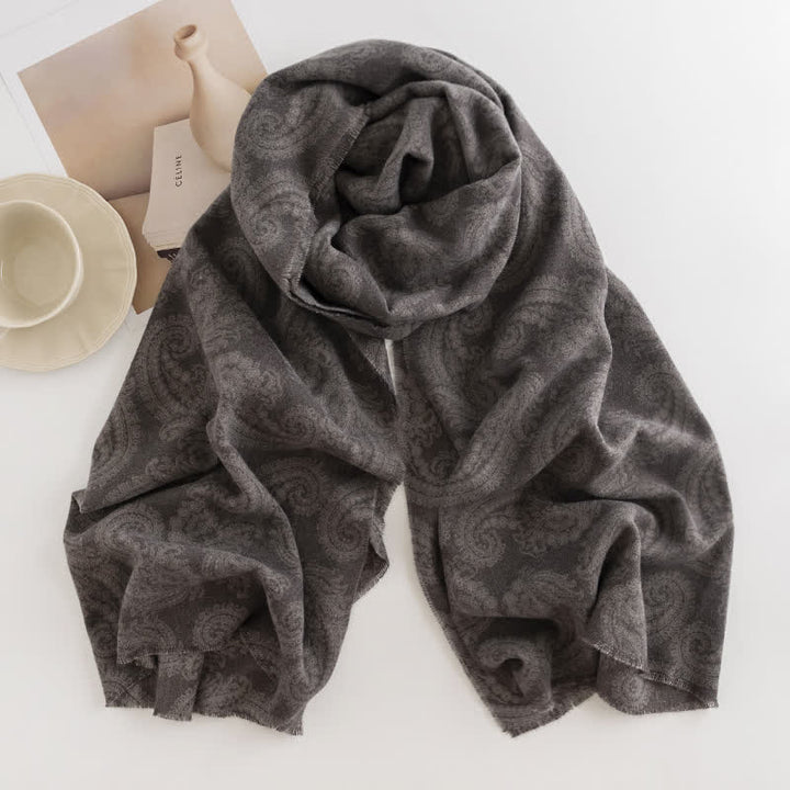 Bufanda corta con borlas y estampado de cachemira para mujer para otoño e invierno