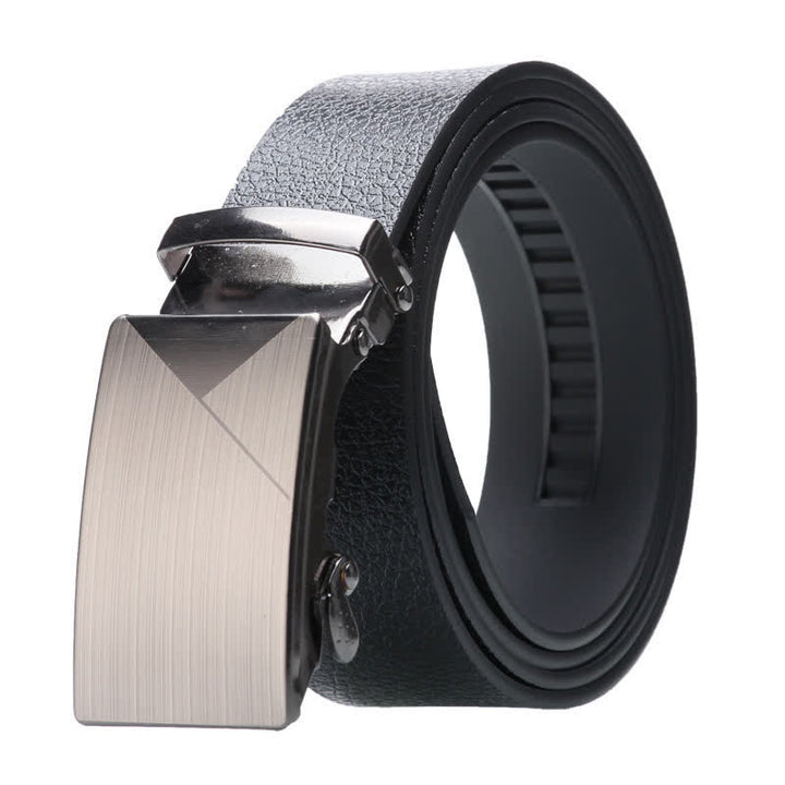 Cinturón de cuero negro con hebilla automática para hombre