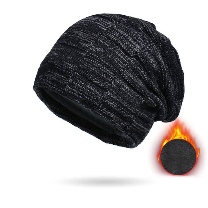 Conjunto de gorro y bufanda de punto a cuadros para invierno