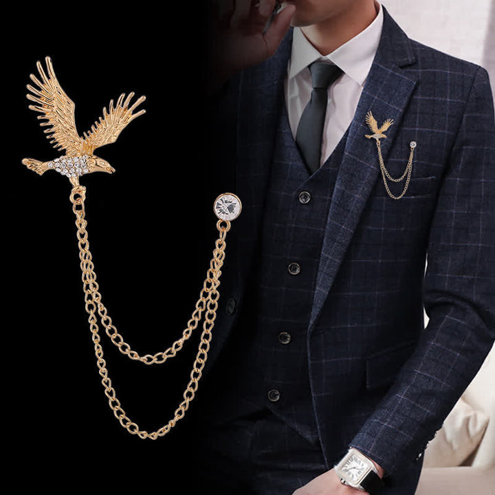 Broche de diamantes de imitación con águila en vuelo para hombre