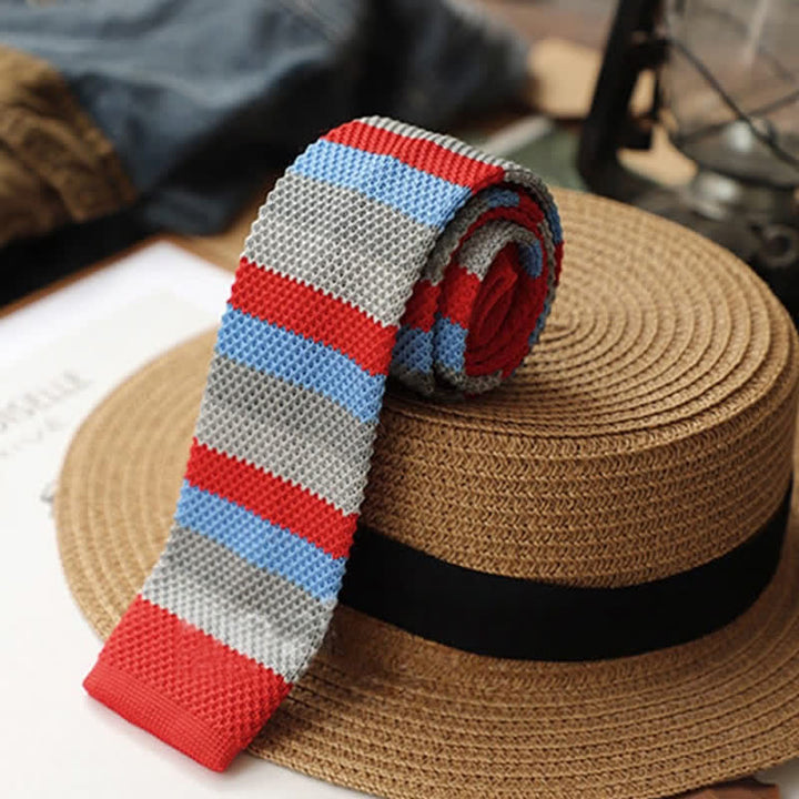 Corbata de punto con rayas horizontales de otoño para hombre