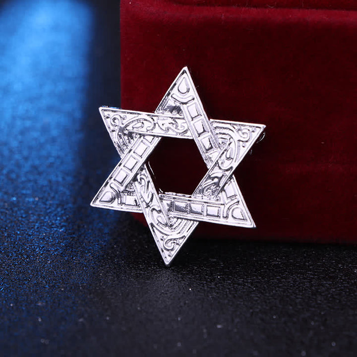 Broche de estrella de David tallado para hombre