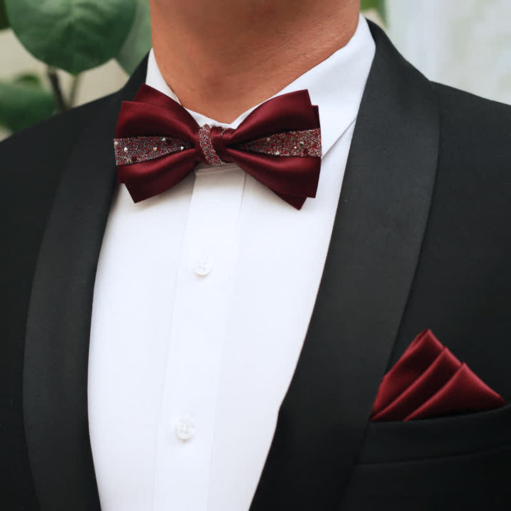 Pañuelo de bolsillo con lazo y diamantes de imitación en color rojo para hombre