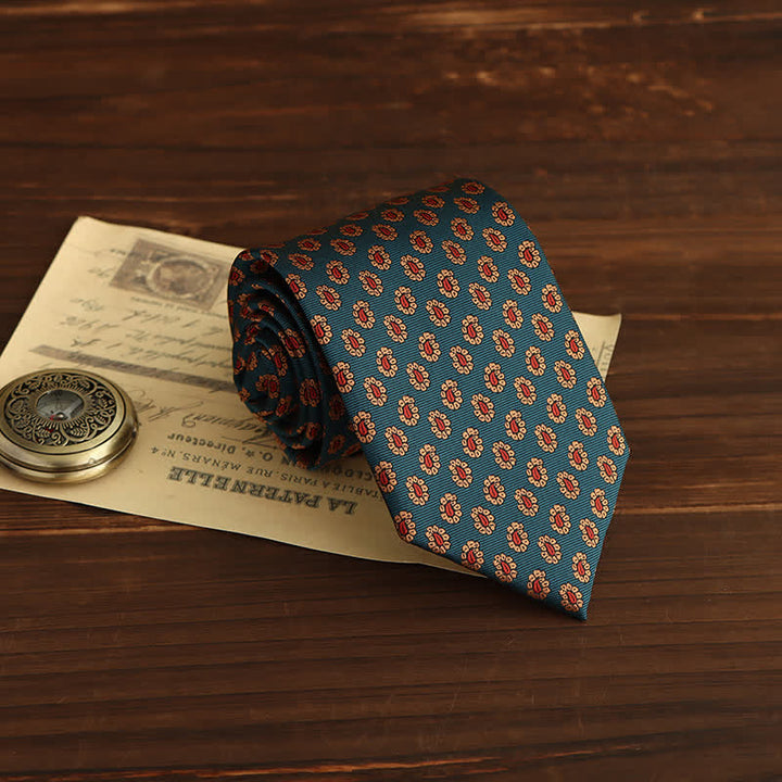 Corbata novedosa con estampado floral micropaisley para hombre