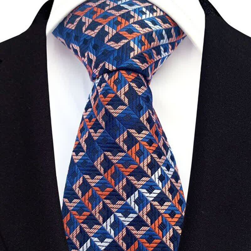 Corbata de rayas con cuadros irregulares para hombre