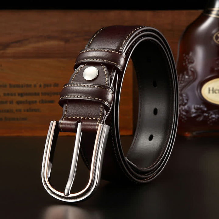 Cinturón de cuero elegante de doble cara estilo retro para hombre