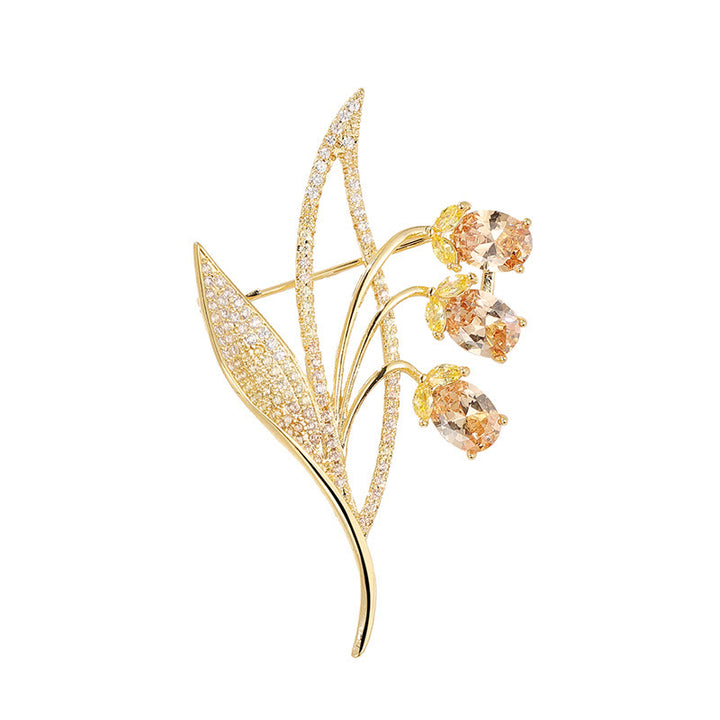 Broche de lirio de los valles con campanillas para mujer
