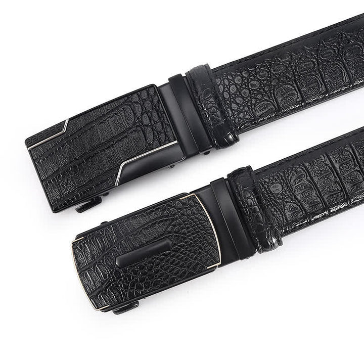 Cinturón de cuero con estampado de piel de cocodrilo de lujo para hombre