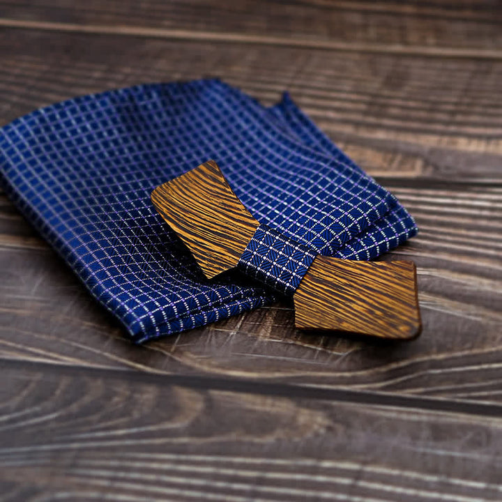 Juego de 2 pajaritas de madera con forma de collar para hombre