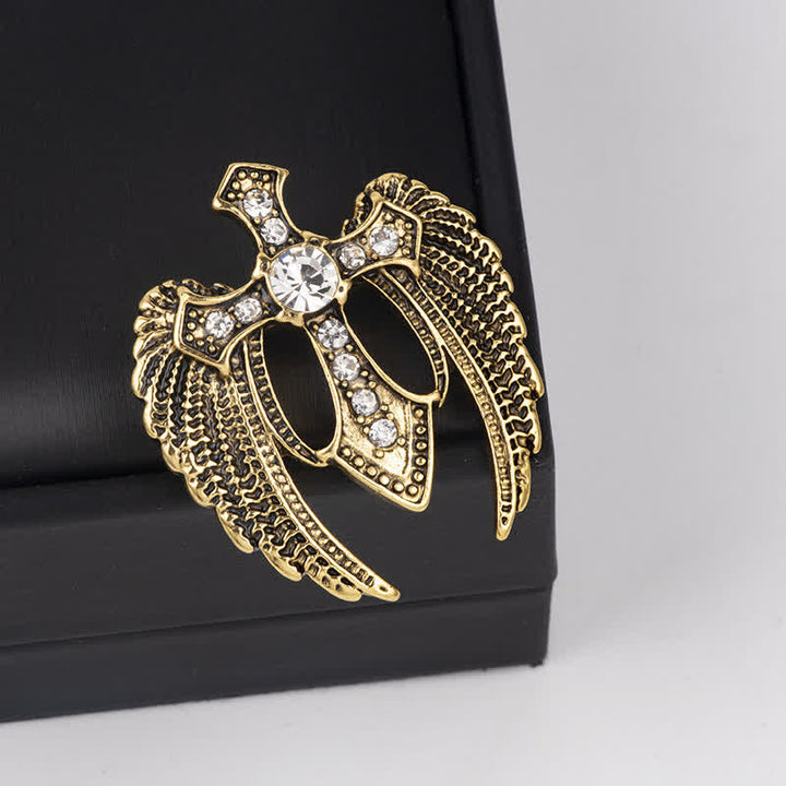 Broche de cruz con alas Soar In Faith para hombre