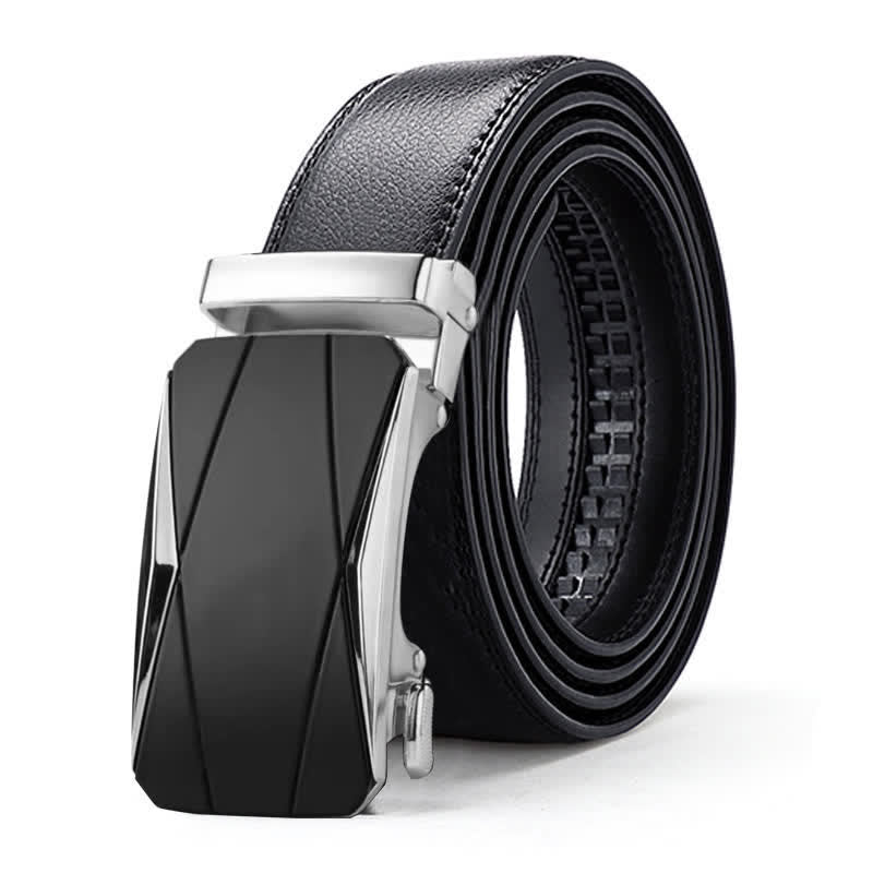 Cinturón de cuero con hebilla automática y relieve de lujo para hombre