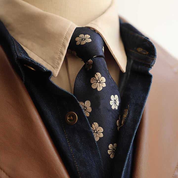 Corbata con cremallera bordada con motivo de jardín para hombre