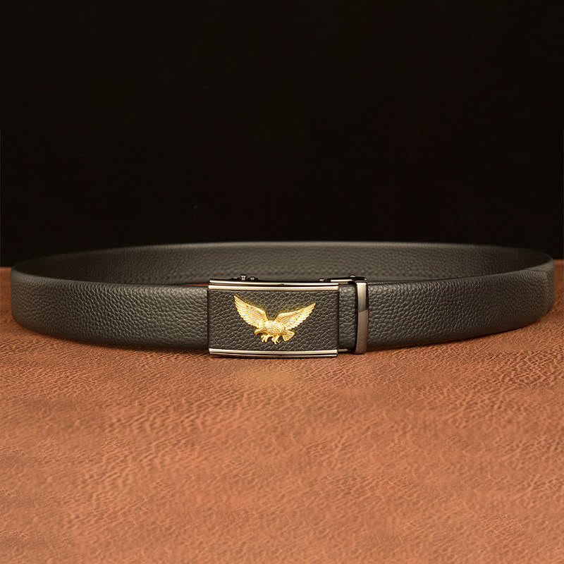 Cinturón de cuero con hebilla automática para hombre, estilo ejecutivo, con águila y halcón