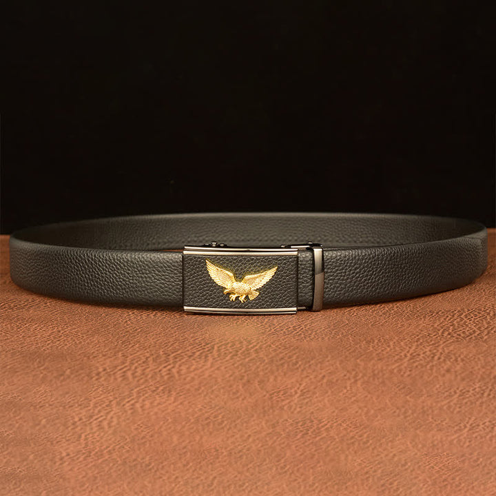 Cinturón de cuero con hebilla automática para hombre, estilo ejecutivo, con águila y halcón
