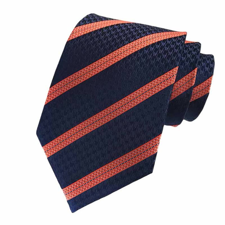 Conjunto de 3 corbatas a rayas naranjas y azul marino para hombre