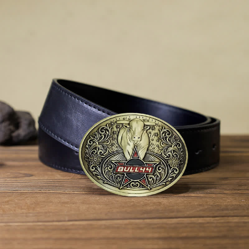 Cinturón de cuero con hebilla para hombre, con portacervezas creativo, hecho a mano, con forma de toro furioso