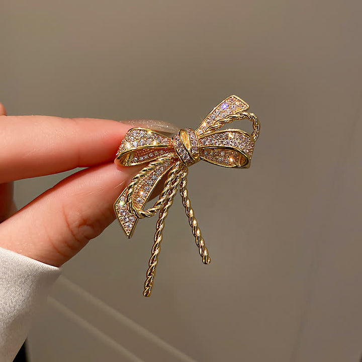 Broche de circonitas con lazo para mujer