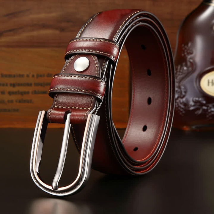 Cinturón de cuero elegante de doble cara estilo retro para hombre