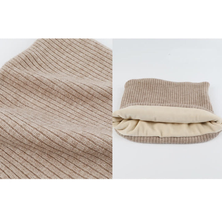 Conjunto de 3 guantes y gorro unisex de color liso, suaves, con bufanda