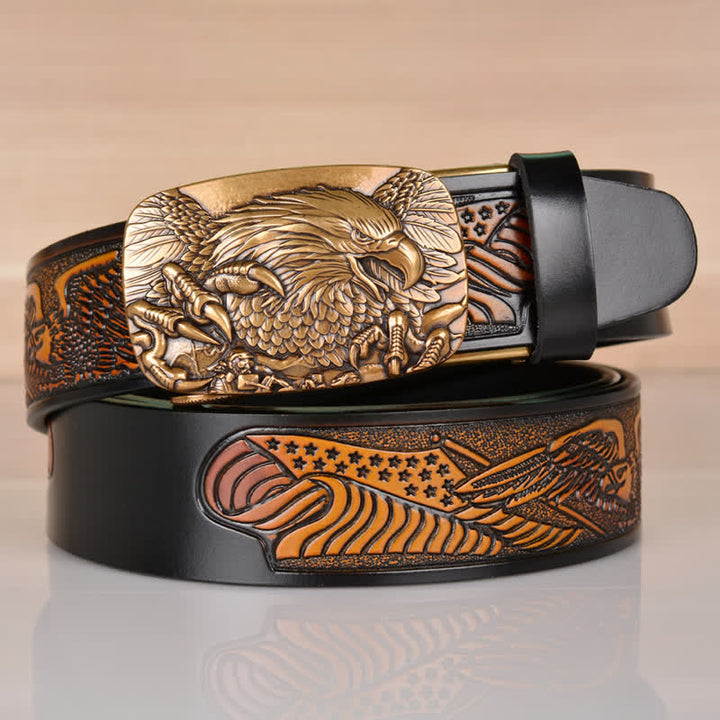 Cinturón de cuero con hebilla automática Mighty Eagle Sharp Claw para hombre