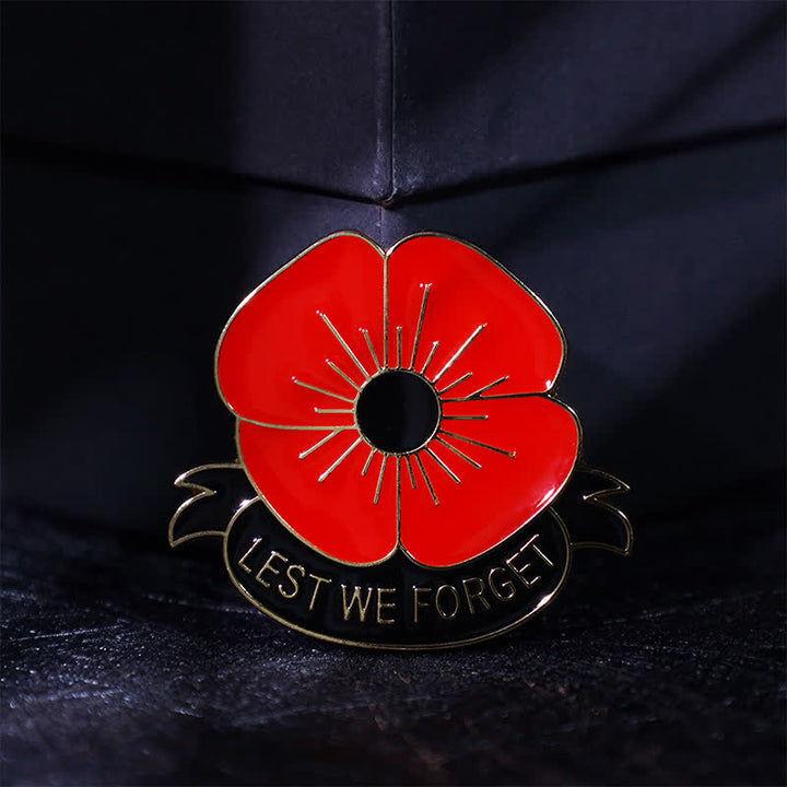 Broche unisex de 3 piezas con la frase Lest We Forget Poppy