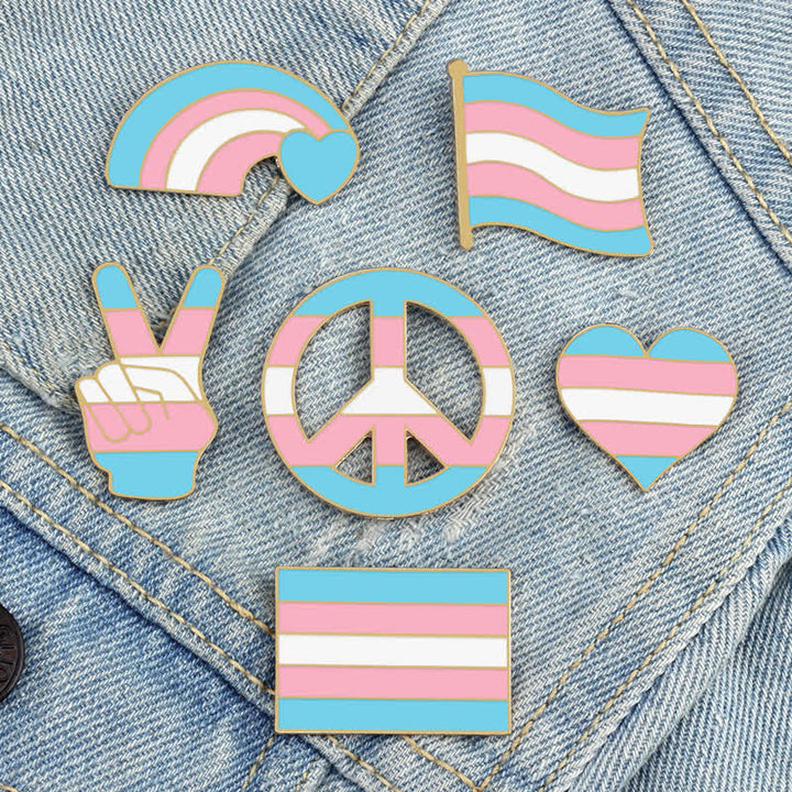 Broche con la bandera del arcoíris rosa y azul del Día del Orgullo, 6 piezas