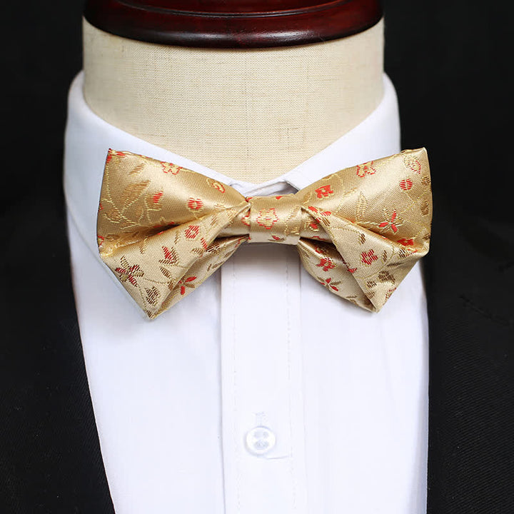 Pajarita para hombre con flores amarillas y rojas brillantes