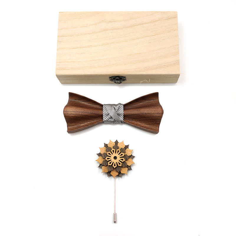 Juego de 2 pajaritas de madera con relieve 3D para hombre