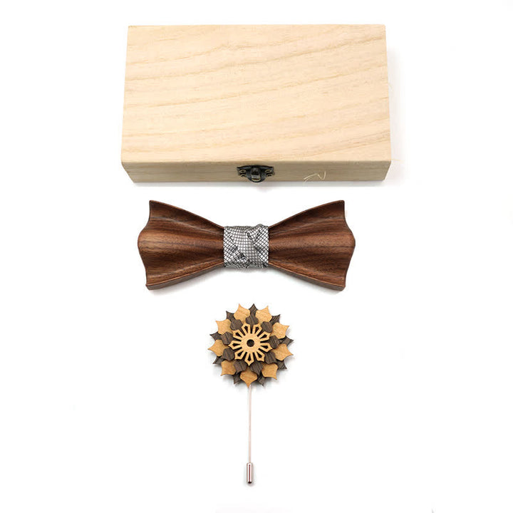 Juego de 2 pajaritas de madera con relieve 3D para hombre