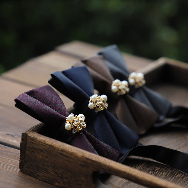 Pajarita de esmoquin formal con perlas para hombre