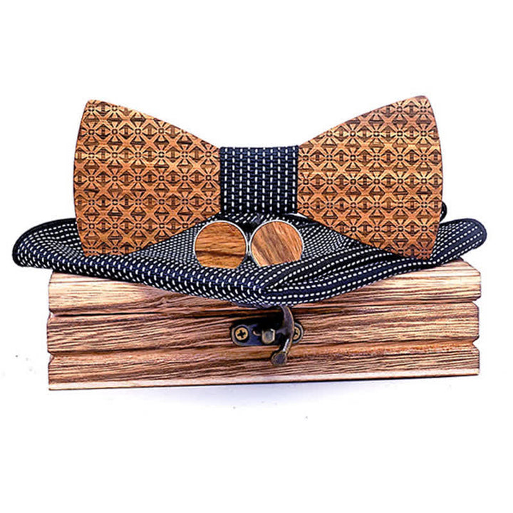 Juego de 3 pajaritas de madera con copos de nieve navideños para hombre
