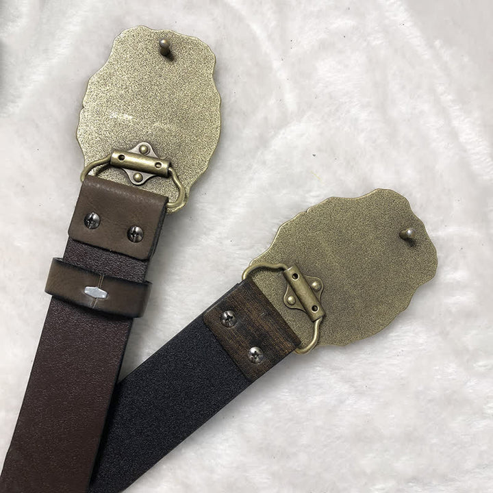 Cinturón de cuero de toro longhorn antiguo para hombre