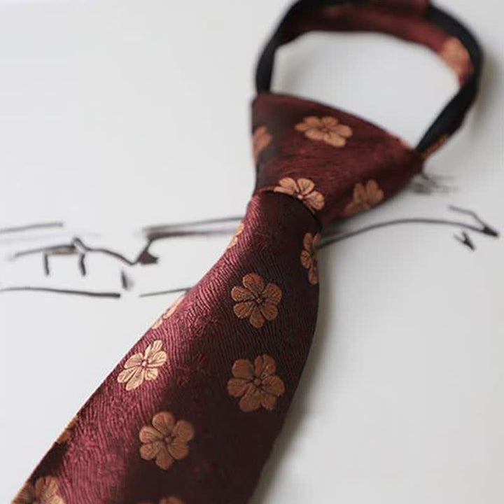 Corbata con cremallera bordada con motivo de jardín para hombre