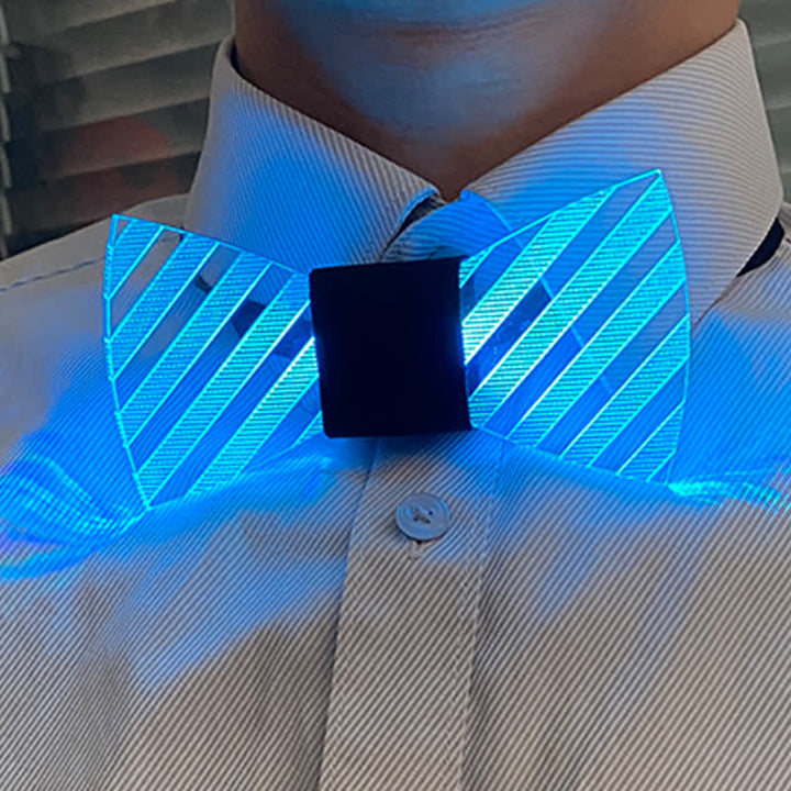 Pajarita de acrílico luminosa para fiestas con rayas de 7 colores