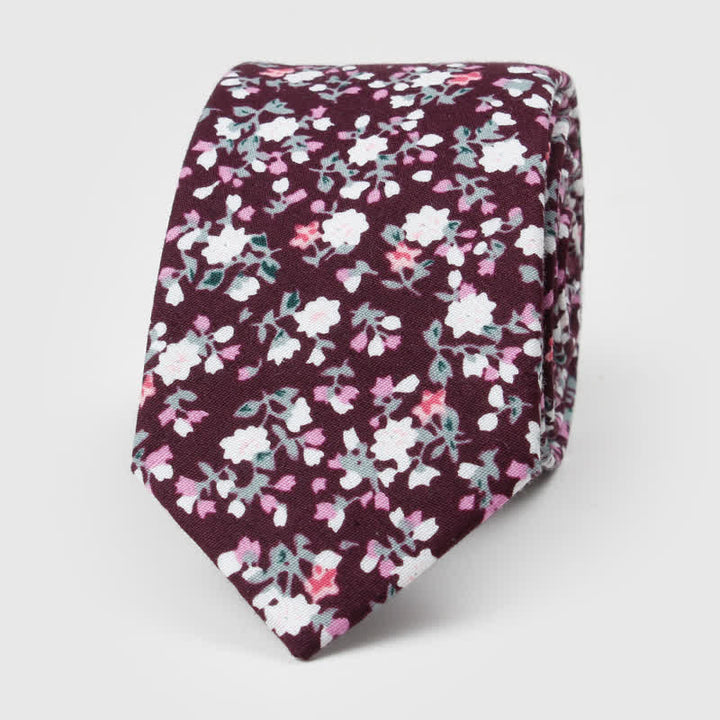 Corbata de algodón con estampado floral para hombre