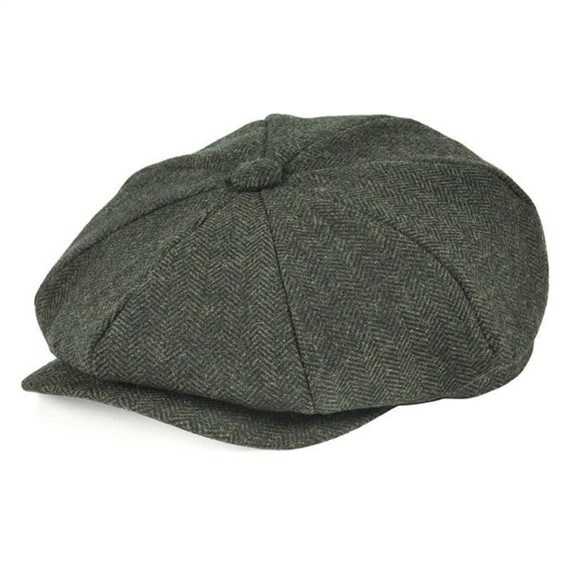 Boina octogonal clásica de tweed con diseño de espiga