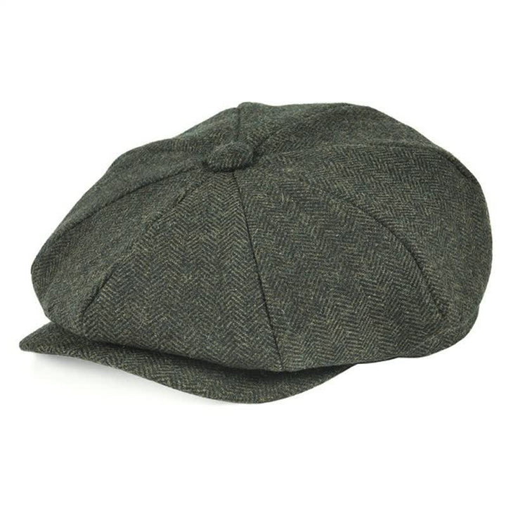 Boina octogonal clásica de tweed con diseño de espiga