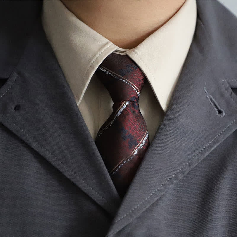 Corbata elegante con cremallera y rayas de cachemira para hombre