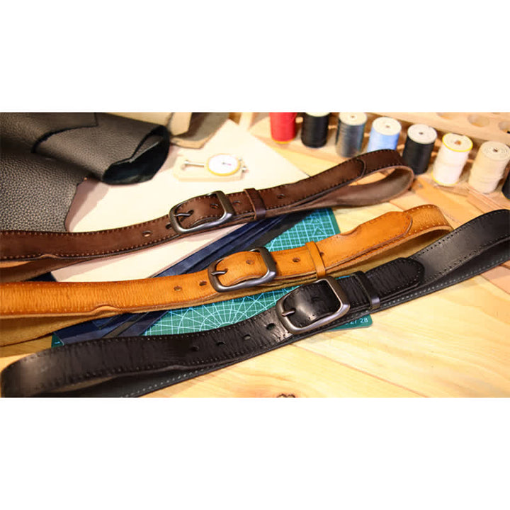 Cinturón de cuero desgastado estilo western para hombre