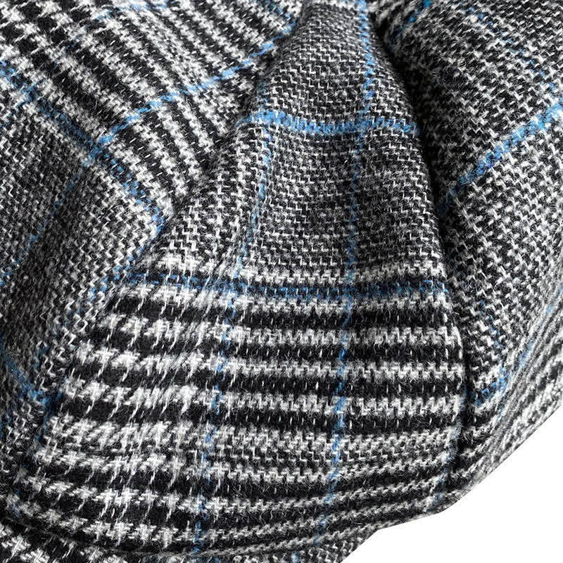 Gorra tipo boina octogonal a cuadros gris y azul Newsboy