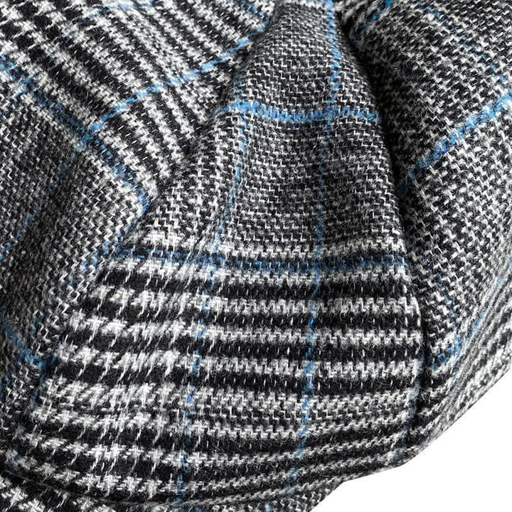 Gorra tipo boina octogonal a cuadros gris y azul Newsboy