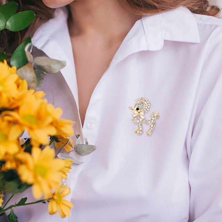 Broche de caniche con lazo para mujer