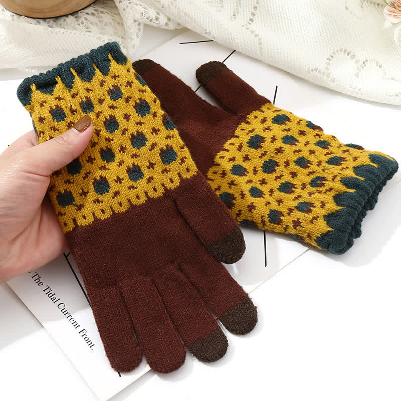 Guantes tejidos con dedos completos para jardinería y pantallas táctiles para mujer