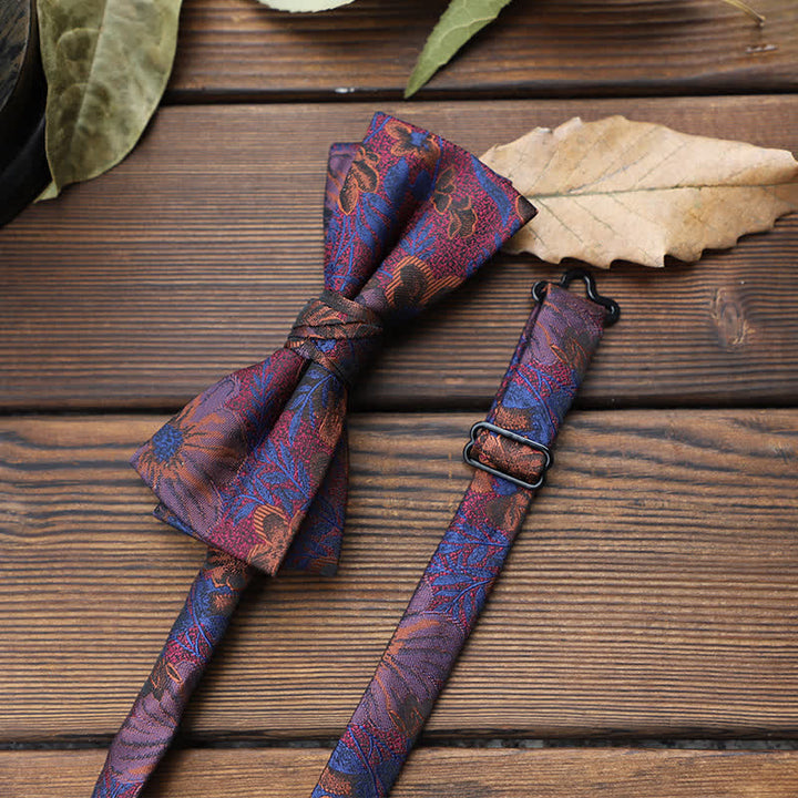 Pajarita floral con rayas británicas para hombre