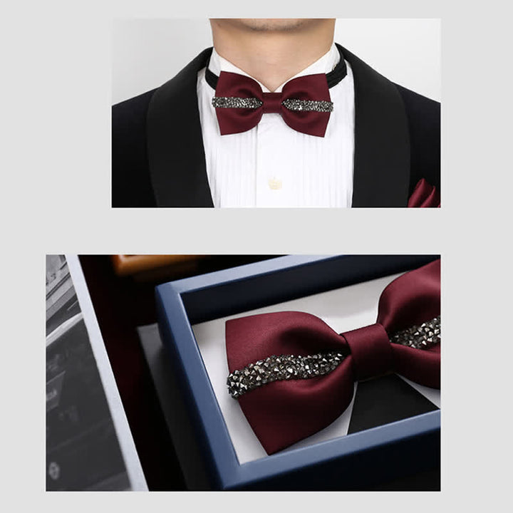 Pajarita de novio con cadena brillante para hombre