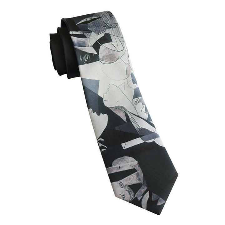 Corbata para hombre con pintura artística negra del Guernica