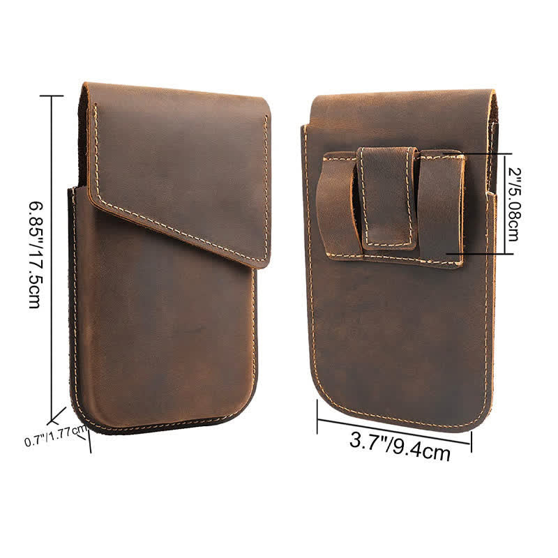 Funda para teléfono móvil con tapa magnética de piel auténtica y cinturón