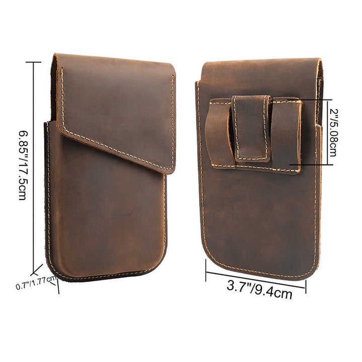 Funda para teléfono móvil con tapa magnética de piel auténtica y cinturón